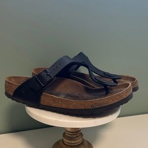 Birkenstock size 38 Black Gizeh Leather Sandals